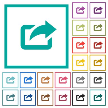 Üst sağ ok düz renk simgeleri beyaz arka plan üzerinde çeyreği çerçevelerle vermek