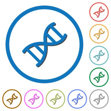 DNA molekülü düz renk vektör simgeler gölgelerde ile özetliyor beyaz arka plan üzerinde yuvarlak