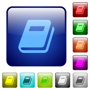 Yuvarlatılmış kare renkli parlak düğme kişisel günlük Icons set
