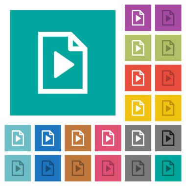 Çalma listesi çok düz simgeler düz kare arka plan üzerinde renkli. Beyaz ve koyu kutsal kişilerin resmi varyasyon hover veya etkin efektleri dahil.