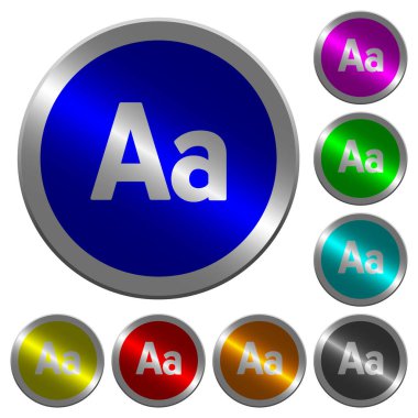 Yuvarlak yazı tipi boyutu simgeler üzerinde parlak sikke benzeri renk çelik düğmeleri