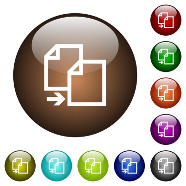 Yuvarlak kopya madde beyaz simgeler üzerinde renk cam düğmeleri