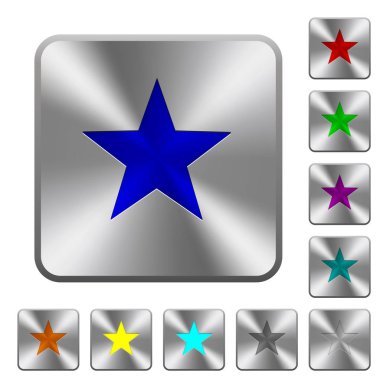 Yuvarlatılmış kare parlak çelik düğmeler favori kazınmış simgeleri