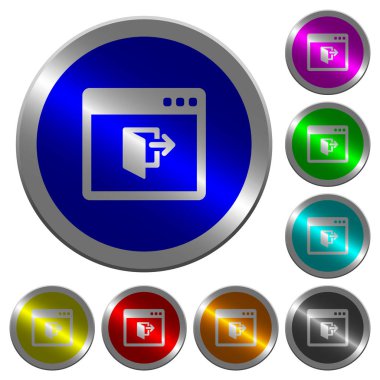 Uygulama çıkış simgeleri yuvarlak parlak sikke benzeri renk çelik düğmeleri