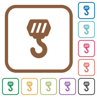 İnşaat kanca basit simgeler renkli kare kare beyaz arka plan üzerinde yuvarlak