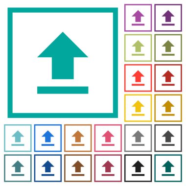 Düz renk simgeleri beyaz arka plan üzerinde çeyreği çerçevelerle upload