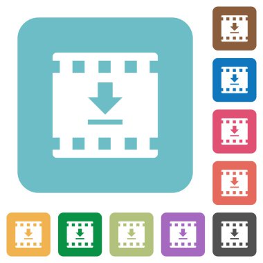 Download film beyaz renkli yuvarlak kare arka planlar üzerinde düz simgeler