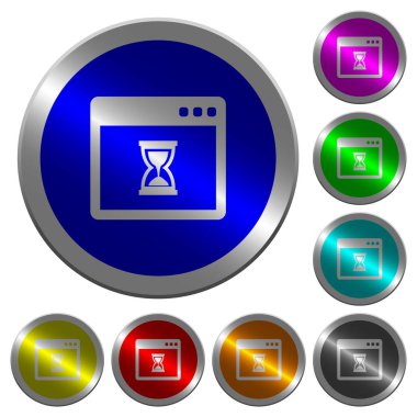 Yuvarlak bekleyen uygulama simgeler parlak sikke benzeri renk çelik düğmeleri