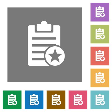 Basit renkli kare arka planlar üzerinde işaretli Not düz simgeler