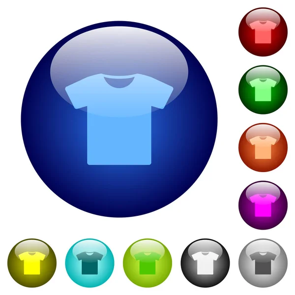 Ícones Camiseta Botões Vidro Cor Redonda — Vetor de Stock