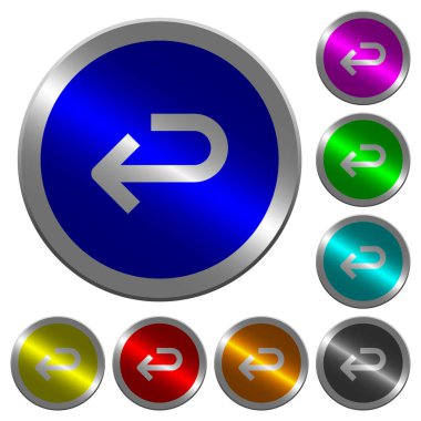 Yuvarlak parlak sikke benzeri renk çelik düğmeleri üzerinde ok simgelerini geri