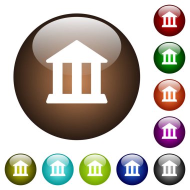 Banka office beyaz simgeler yuvarlak renkli cam düğmeleri