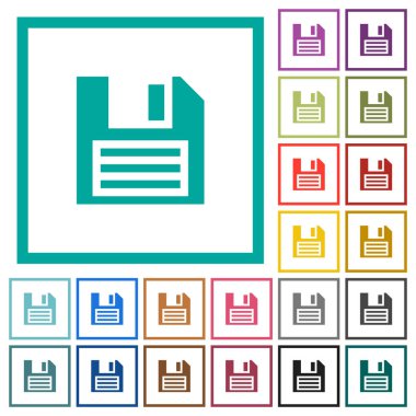 Çeyreği kare beyaz arka plan üzerinde ile yumuşak ve sarkık yuvarlak düz renk simgeleri