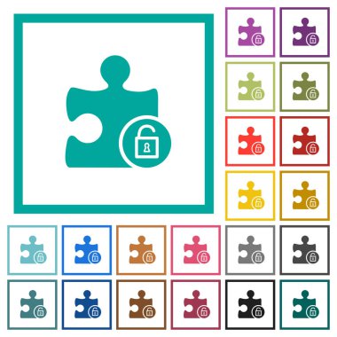 Beyaz arka plan üzerinde çeyreği çerçevelerle eklenti düz renk simgelerin kilidini açmak