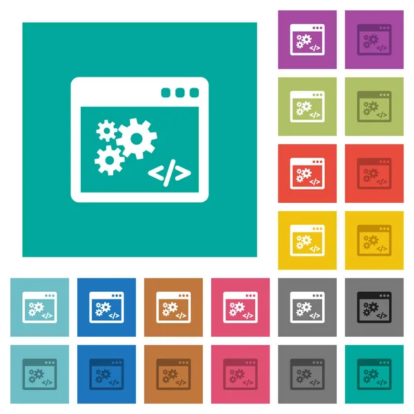 Ansökan Programmering Gränssnitt Multi Färgade Platt Ikoner Vanligt Kvadratiska Bakgrunder — Stock vektor