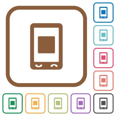 Mobil Medya durdurmak basit simgeler renkli kare kare beyaz arka plan üzerinde yuvarlak