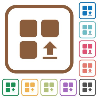 Yükleme bileşeni basit simgeler renkli kare kare beyaz arka plan üzerinde yuvarlak