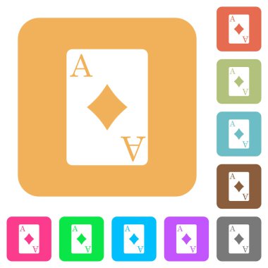 Elmas kart düz simgeler Yuvarlatılmış kare canlı renkli arka planlar üzerinde ası.