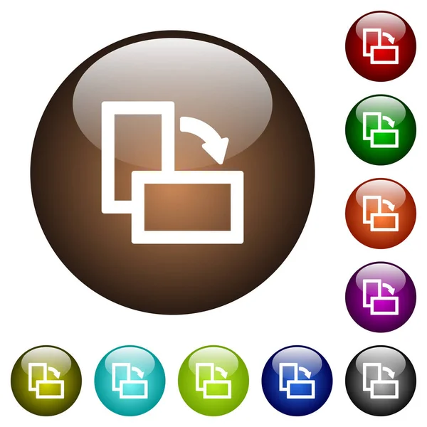 Drehen Sie Rechts Weiße Symbole Auf Runde Farbige Glasknöpfe — Stockvektor