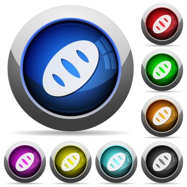 Yuvarlak ekmek simgeler çelik çerçeve ile parlak düğmeler