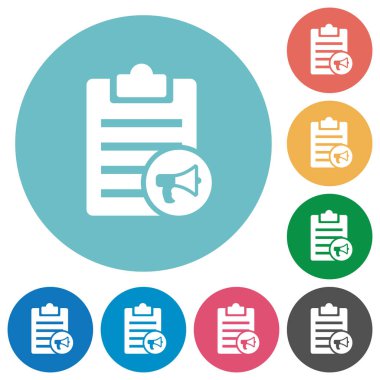 Yüksek sesle okuma düz beyaz simgeler yuvarlak renkli arka planlar üzerinde Not