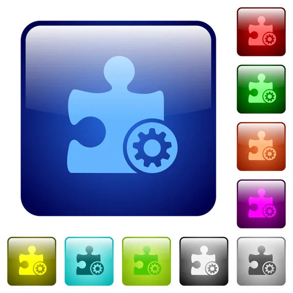 Στρογγυλεμένο Τετράγωνο Χρώμα Γυαλιστερό Κουμπί Εικονίδια Plugin Ρυθμίσεις Ορισμός — Διανυσματικό Αρχείο