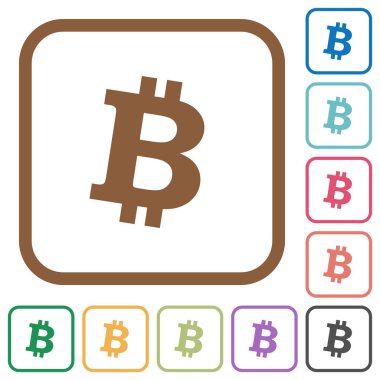 Bitcoin dijital cryptocurrency basit simgeler renkli kare kare beyaz arka plan üzerinde yuvarlak