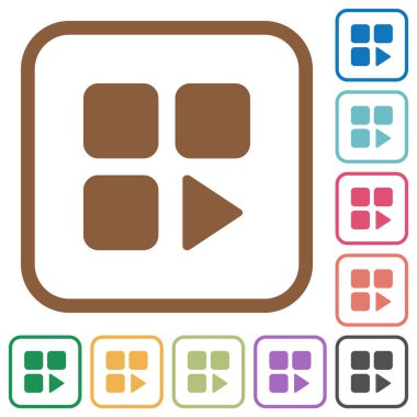 Bileşen oyun basit simgeler renkli kare kare beyaz arka plan üzerinde yuvarlak