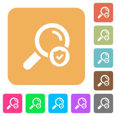 Güvenli Arama düz simgeleri yuvarlak kare canlı renkli arka planlar.