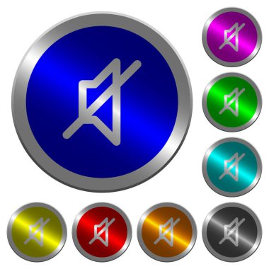 Yuvarlak dilsiz renkli simgeler üzerinde parlak sikke benzeri renk çelik düğmeleri