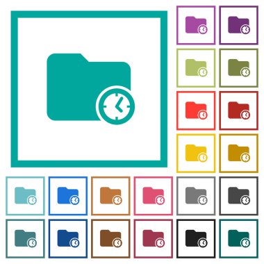 Dizin oluşturma saat düz renk simgeleri beyaz arka plan üzerinde çeyreği çerçeveli