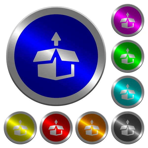 Απλήρωτος Εικονίδια Στα Κουμπιά Γύρο Φωτεινές Νομίσματος Όπως Χρώμα Χάλυβα — Διανυσματικό Αρχείο