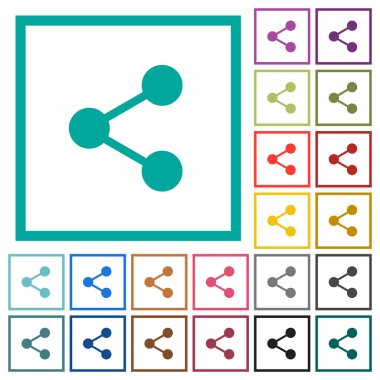 Düz renk simgelerini beyaz arkaplanda çeyrek çerçeve ile paylaş