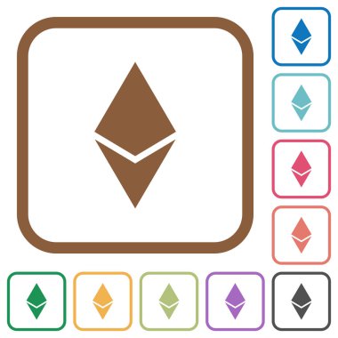 Ethereum dijital cryptocurrency basit simgeler renkli kare kare beyaz arka plan üzerinde yuvarlak