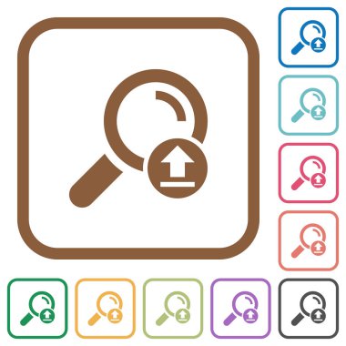 Karşıya yükleme arama sonuçları basit simgeler renkli kare kare beyaz arka plan üzerinde yuvarlak