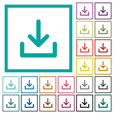 Sembol düz renk simgeleri beyaz arka plan üzerinde çeyreği çerçevelerle indir