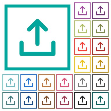 Sembol düz renk simgeleri beyaz arka plan üzerinde çeyreği çerçevelerle upload