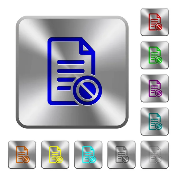 Disabled Document Engraved Icons Rounded Square Glossy Steel Buttons — Stock Vector