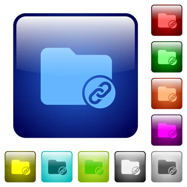 Iconos Archivos Adjuntos Directorio Color Cuadrado Redondeado Conjunto Botones Brillantes — Vector de stock