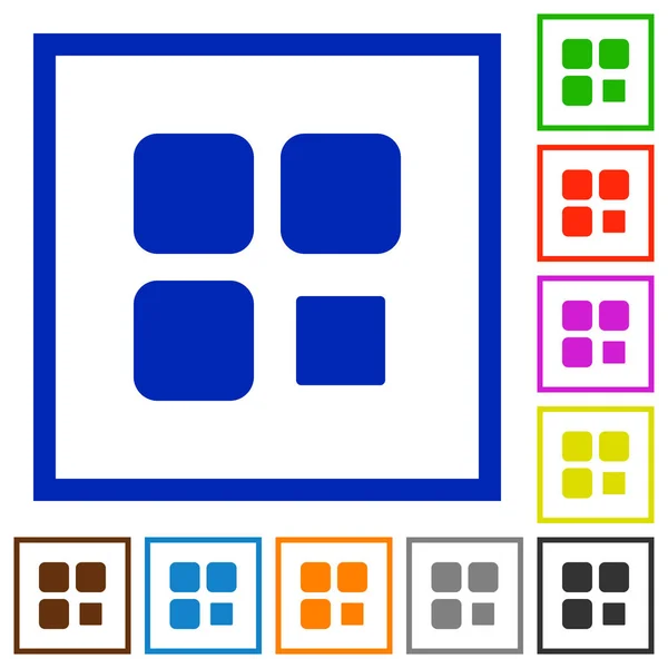Component Stop Flache Farbsymbole Quadratischen Rahmen Auf Weißem Hintergrund — Stockvektor