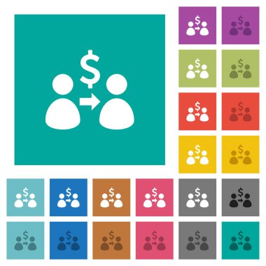 Dolar çok düz simgeler düz kare arka plan üzerinde renkli gönderin. Beyaz ve koyu kutsal kişilerin resmi varyasyon hover veya etkin efektleri dahil.