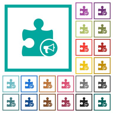 Alarm eklenti düz renk simgeleri beyaz arka plan üzerinde çeyreği çerçeveli