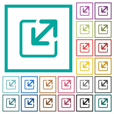 Beyaz arka plan üzerinde çeyreği çerçeveli pencere düz renk simgelerini yeniden boyutlandırmak