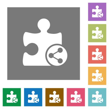 Eklenti düz simgeler basit renkli kare arka planlar üzerinde paylaşmak