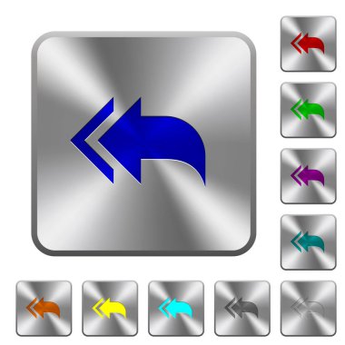 Tüm alıcılarına yanıt simgeleri Yuvarlatılmış kare parlak çelik düğmeler üzerinde kazınmış.