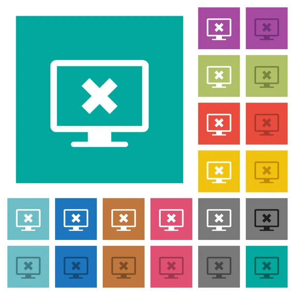 Cancelar Configuración Pantalla Iconos Planos Multicolores Sobre Fondos Cuadrados Lisos — Archivo Imágenes Vectoriales