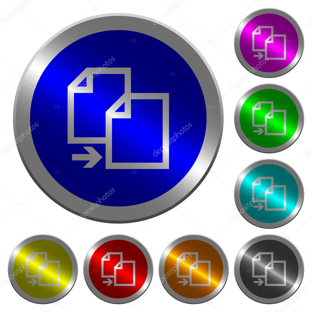 Copy item icons on round luminous coin-like color steel buttons