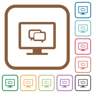Yuvarlak renkli kare kare beyaz arka plan üzerinde uygulama basit simgeler sohbet