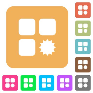 Bileşen düz simgeler Yuvarlatılmış kare canlı renkli arka planlar üzerinde sertifikalı.