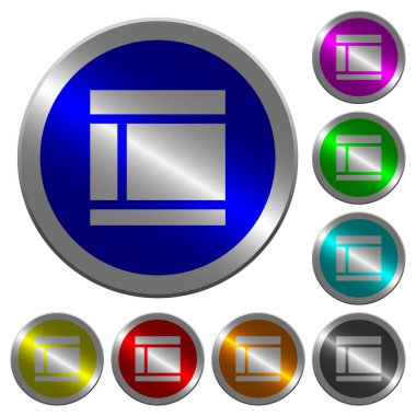 Yuvarlak iki sütunlu web düzeni simgeler üzerinde parlak sikke benzeri renk çelik düğmeleri